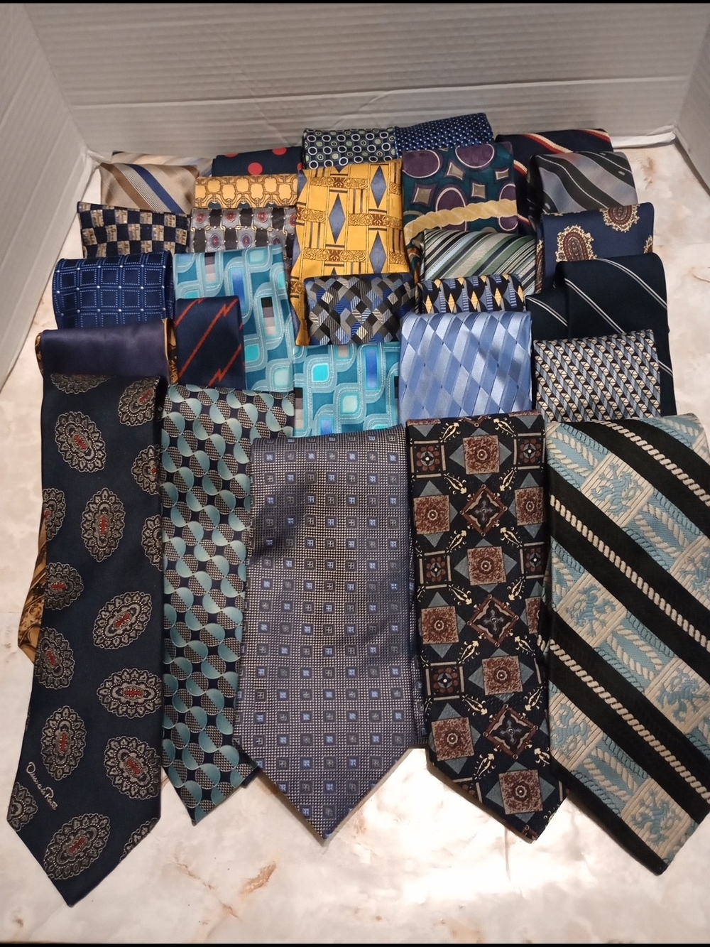 Lot Of 29 Men's Assorted Blue Patterned Neckties